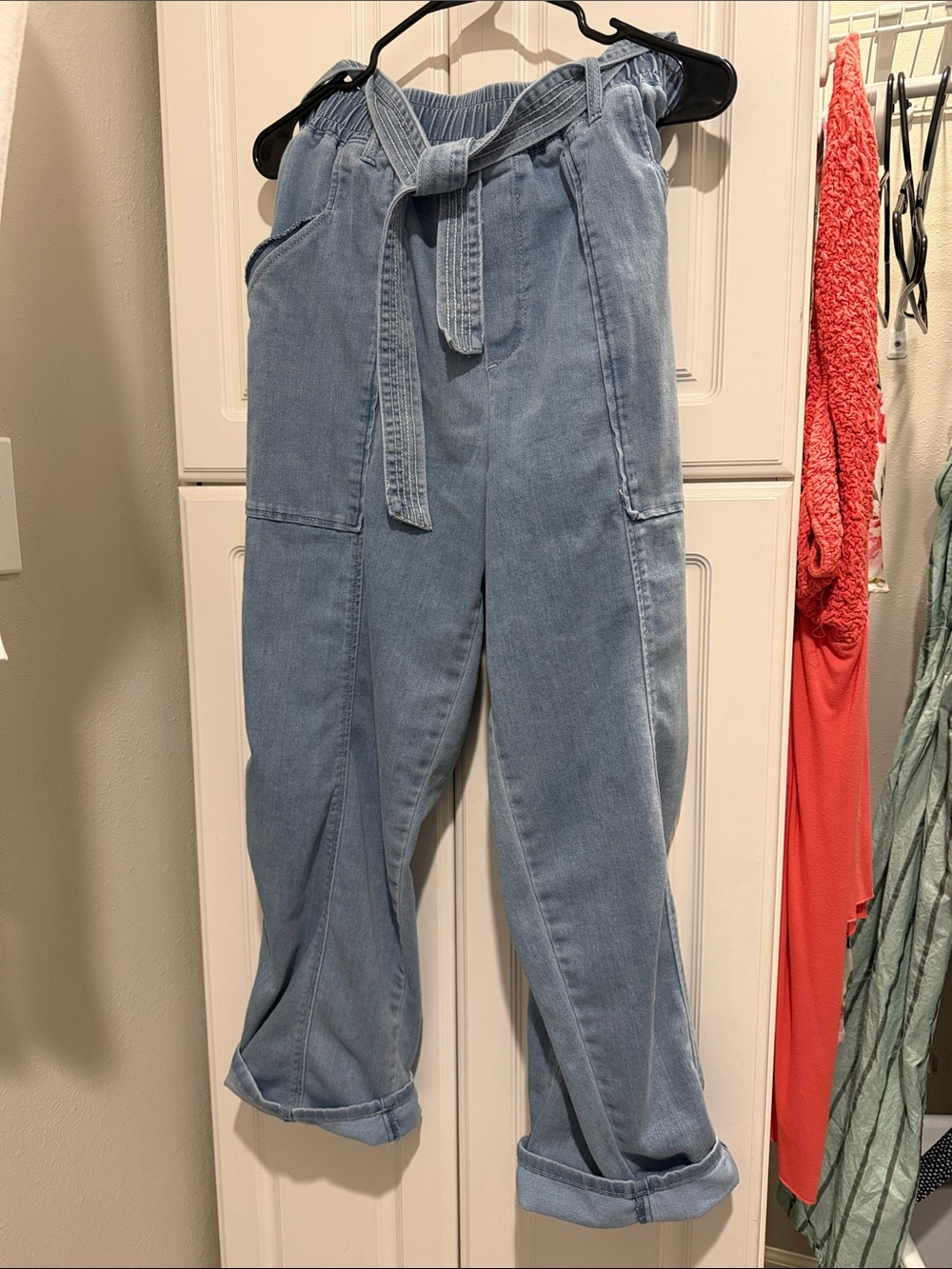 Democracy Light Blue Boyfriend Tie-Waist Jeans